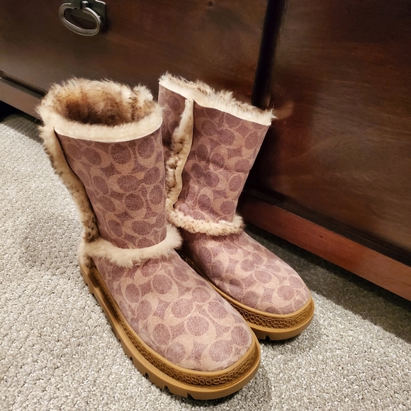 Coach Folded Stone Shearling Bootie Shoes - Women's Boots - Picture 2 of 9